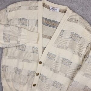 Vtg Jantzen Checkered Patchwork Cardigan Sweater Large Grandpacore Cozy Grunge